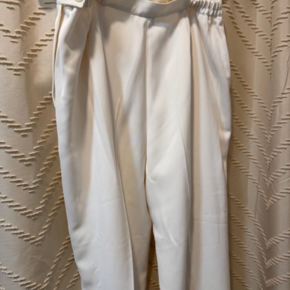 John Meyer Norwich Pantsuit 14 Ivory Vintage 90s Lined Made Romania - Picture 16 of 16